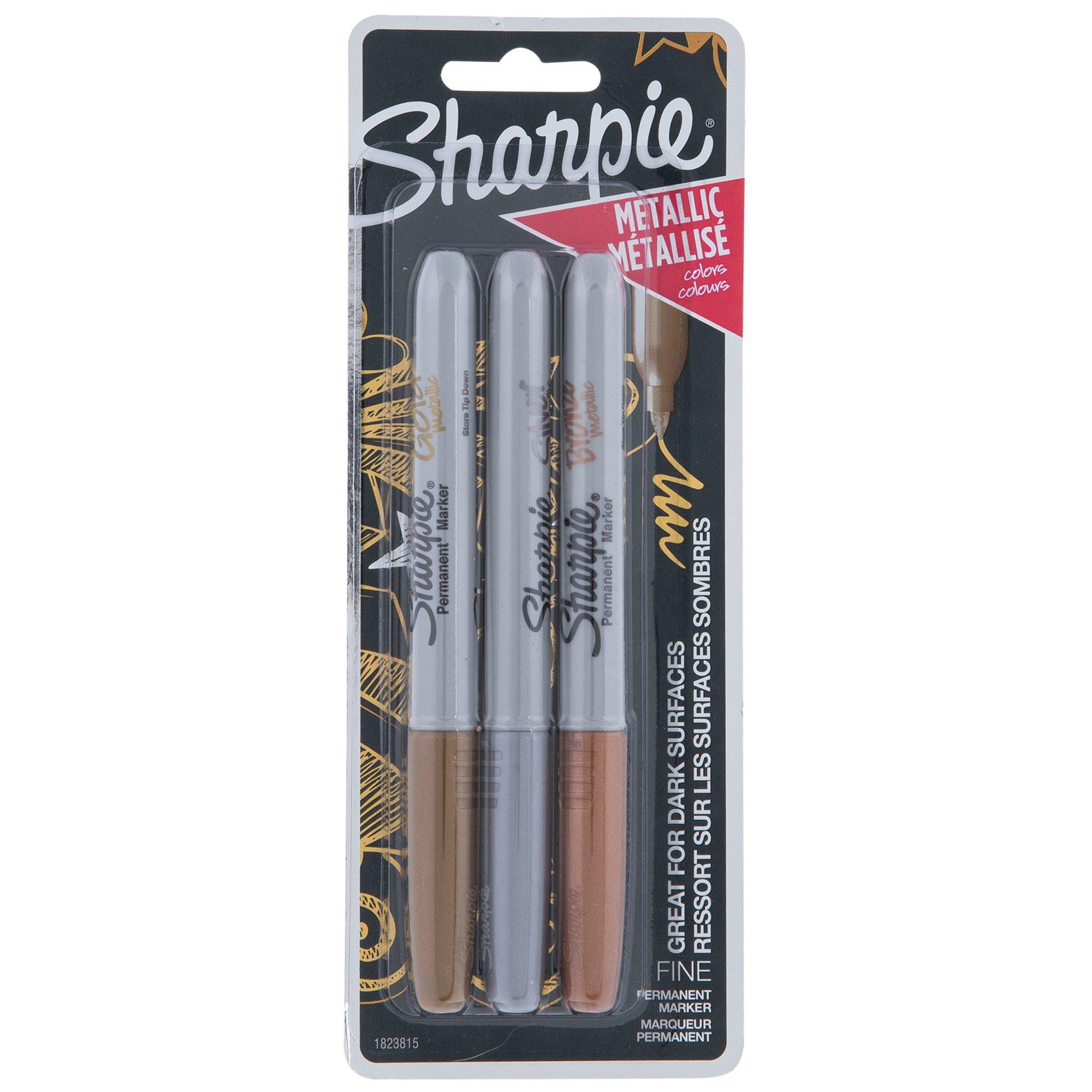 Sharpie 05364 Permanent Marker Metallic Set Of 3 (Gold, Silver