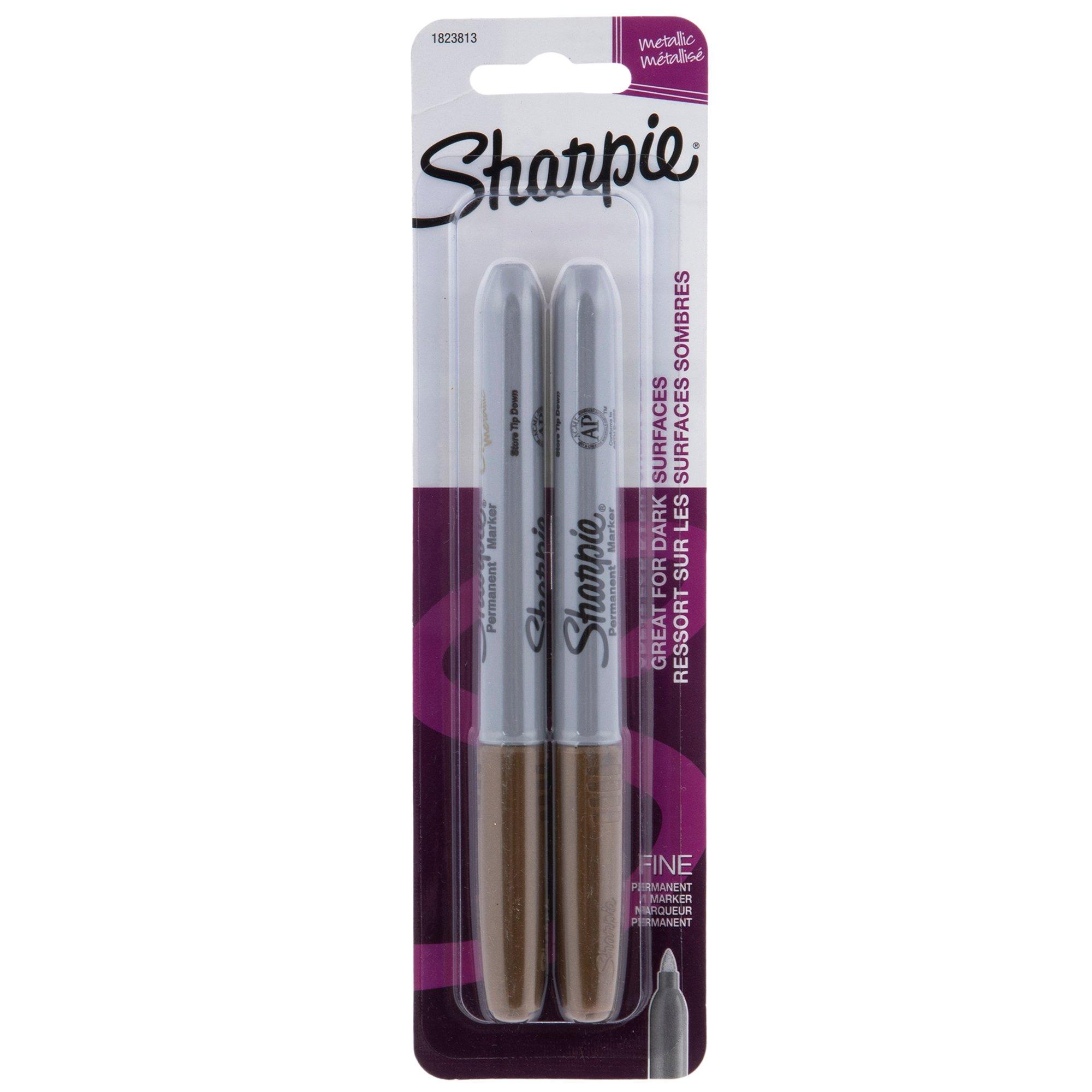Sharpie Metallic Fine Point Permanent Markers, Gold - 2 pack