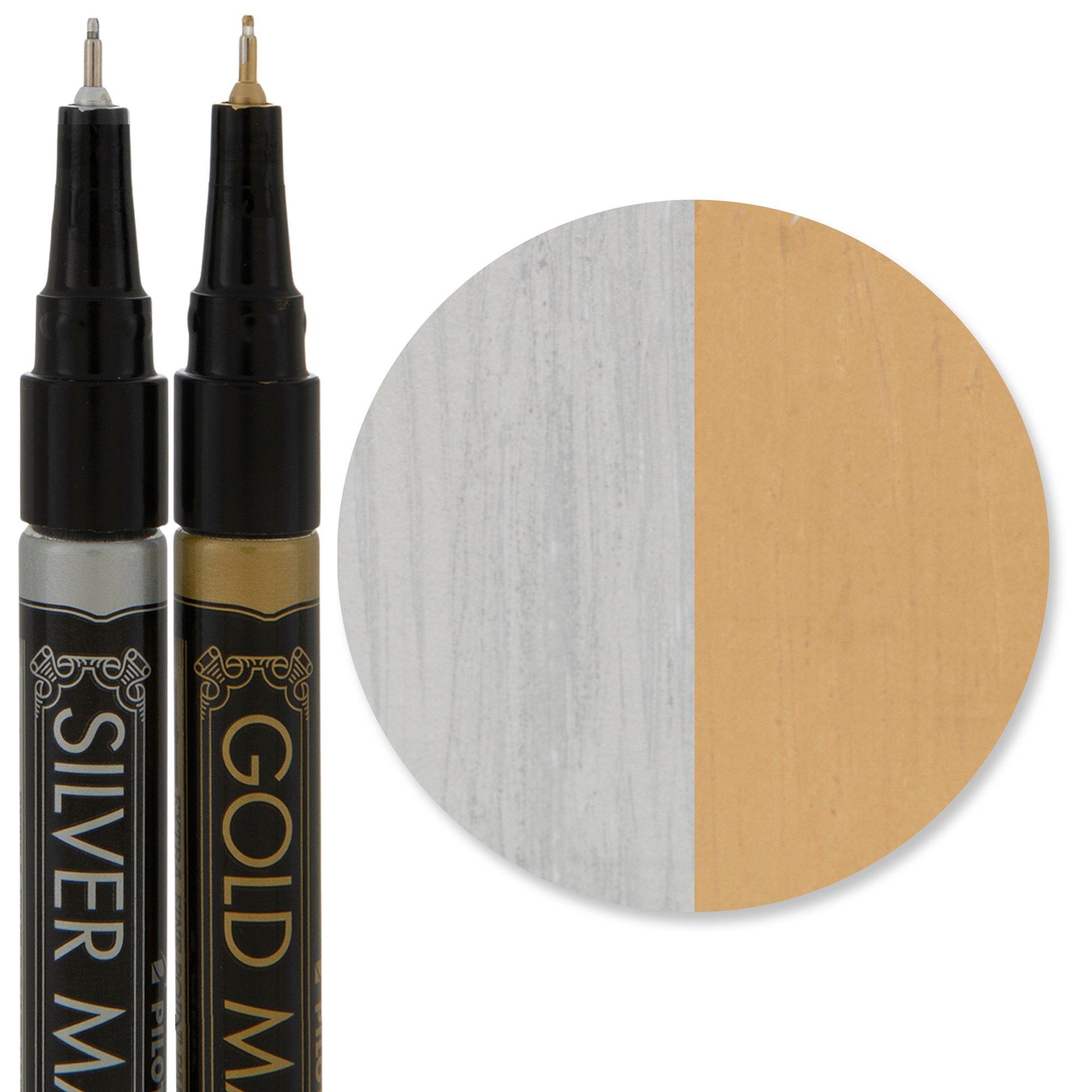 Extra Fine Tip Oil Based silver paint marker & gold- Set of 12 silver paint  pens