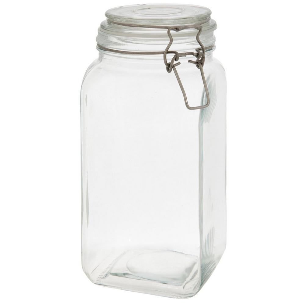 Square Hinge Top Glass Apothecary Jar...