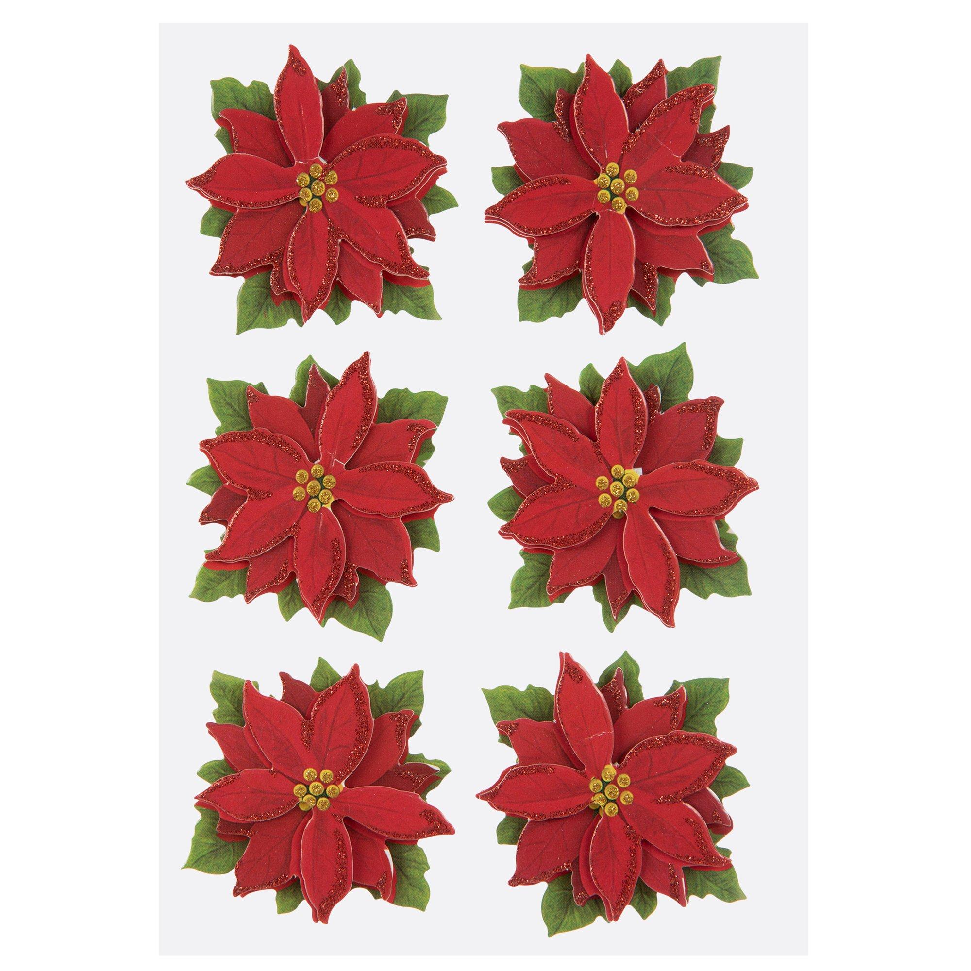 Red Poinsettia 3D Stickers Hobby Lobby 859215