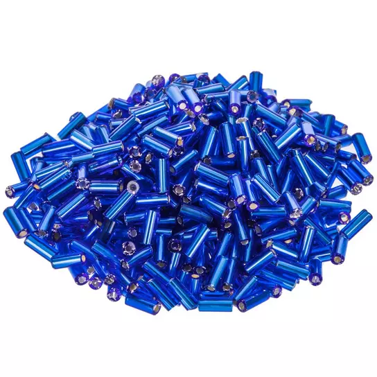 10g Blue Czech Glass Bugle Tube Beads for Jewelry 7mm Spacer