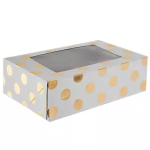 White & Gold Foil Polka Dot Cupcake Boxes
