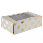 White & Gold Foil Polka Dot Cupcake Boxes