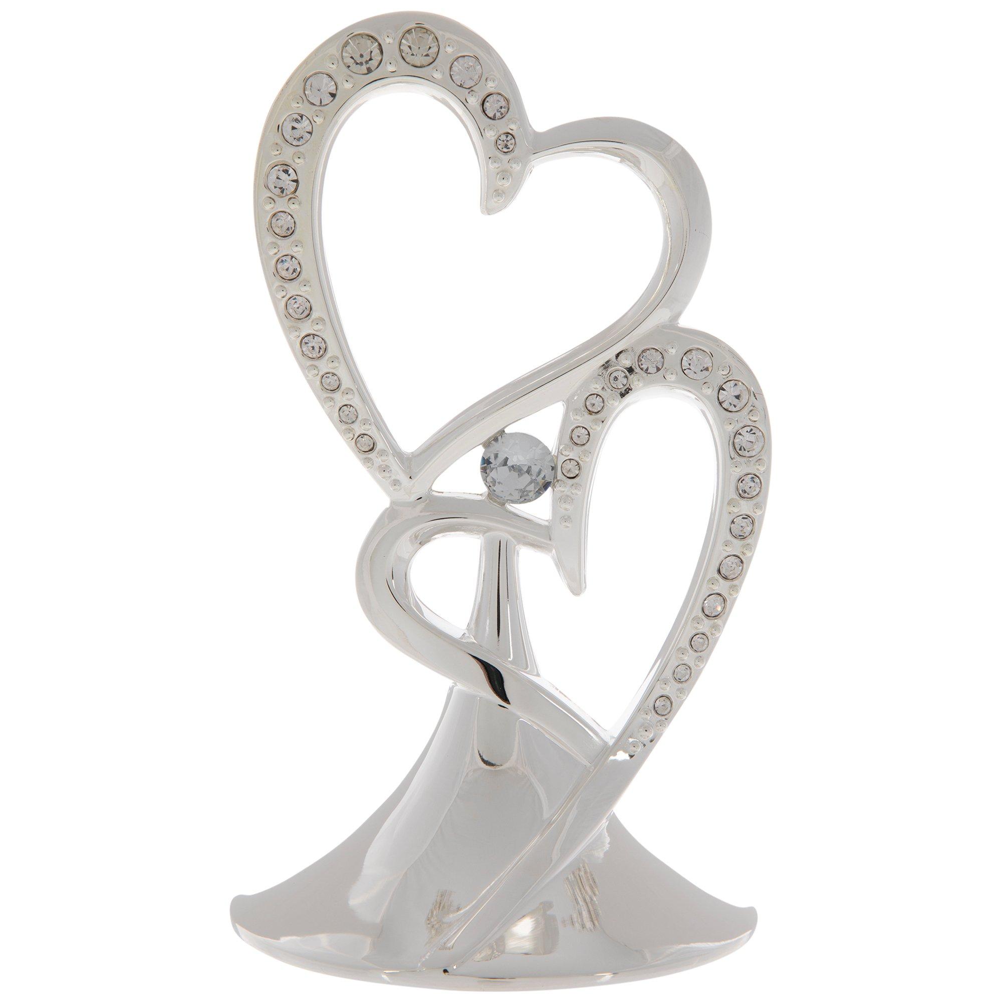 Silver Double Heart Rhinestone Cake Topper Hobby Lobby 886705