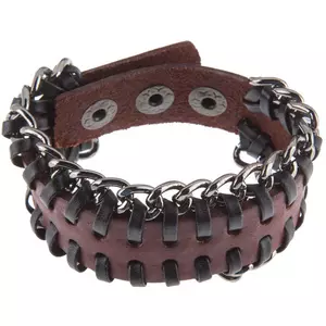 Russet Leather Cuff Bracelet With Chain