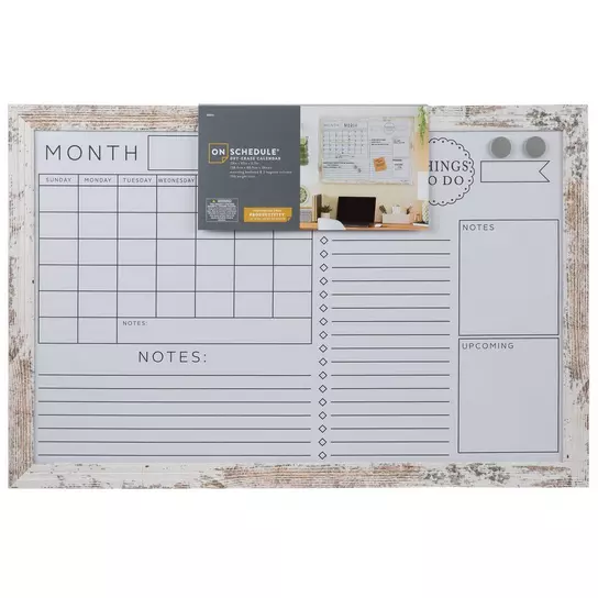White Dry Erase Monthly Organizer Board With Wood Frame, Hobby Lobby