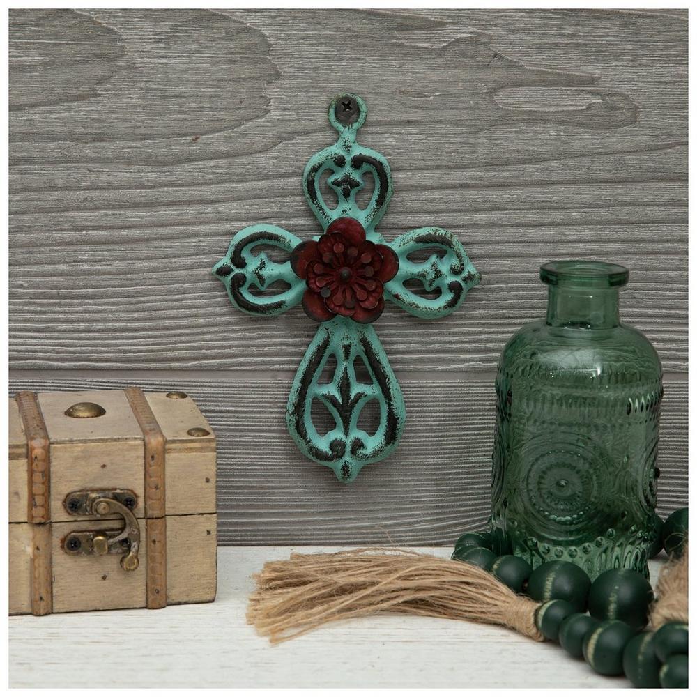 Turquoise & Red Flower Metal Wall Cross | Hobby Lobby | 897223