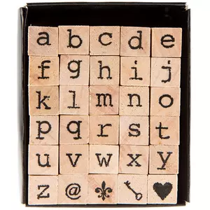 Lowercase Alphabet Vintage Type Rubber Stamps
