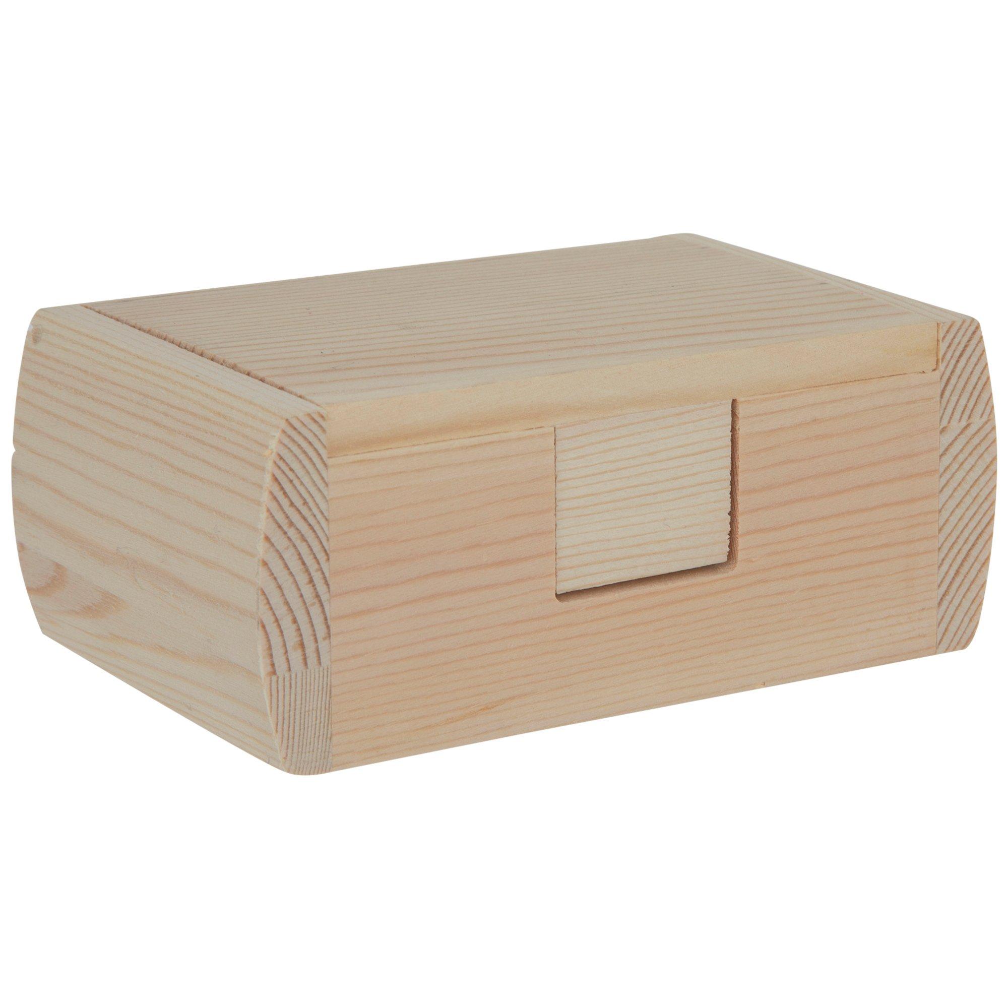 Wood Rectangle Box With Hinged Lid