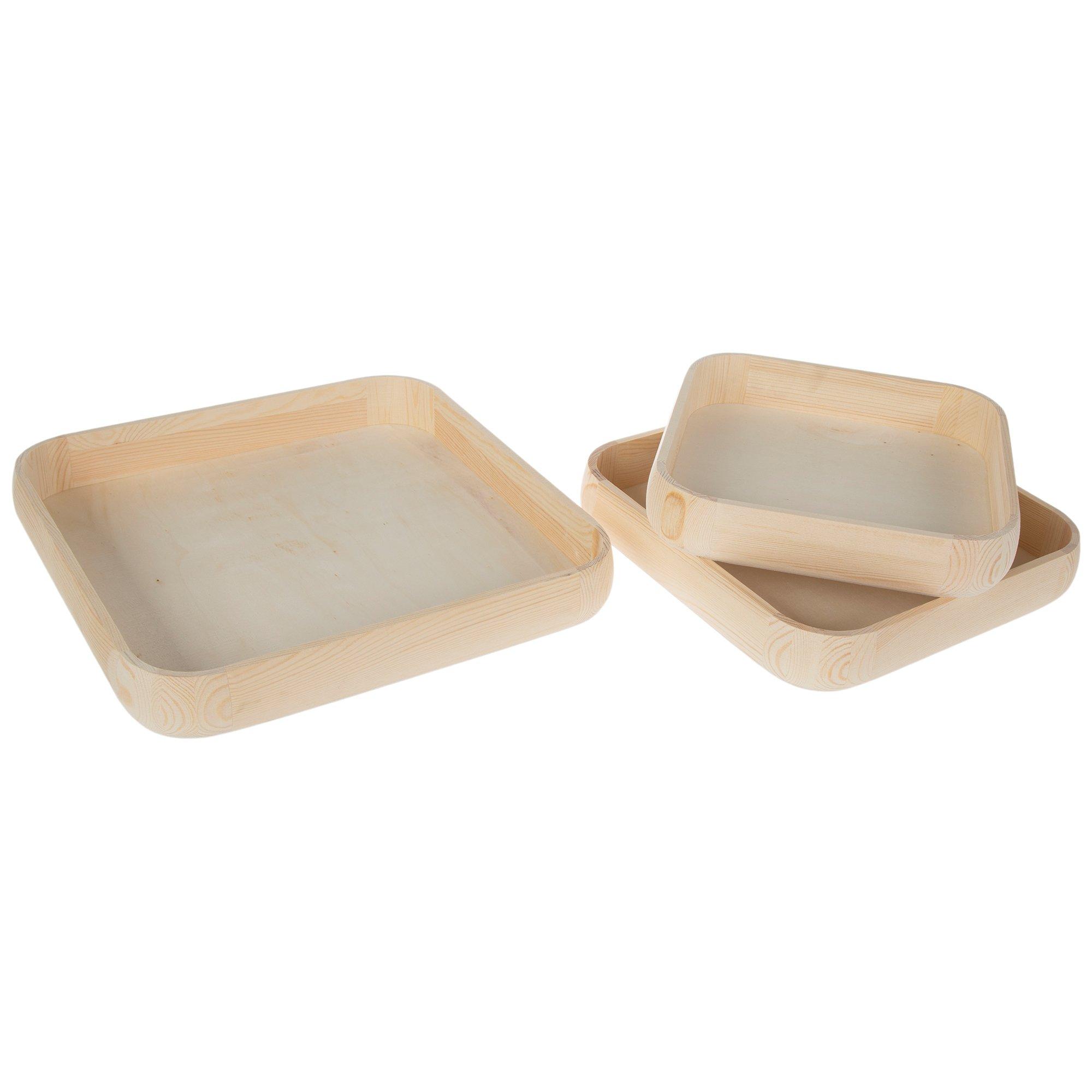 Rounded Square Wood Tray Set Hobby Lobby 920009