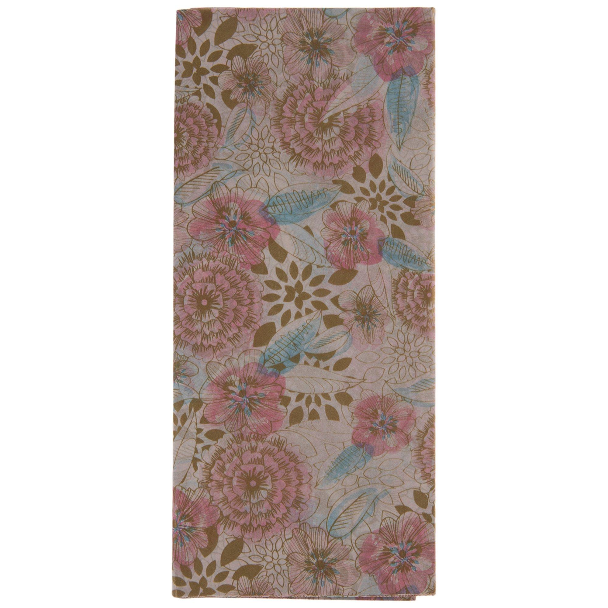 Pink & Mint Metallic Floral Tissue Paper, 8 Sheets