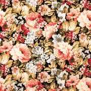Floral On Black Cotton Calico Fabric