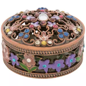 Floral Cutout Rhinestone Jewelry Box