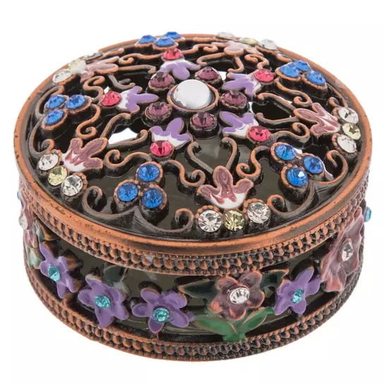 Elegant Floral Jewelry Storage Box - Alloy - Pink - Blue - Adorned with  Floral Details - ApolloBox