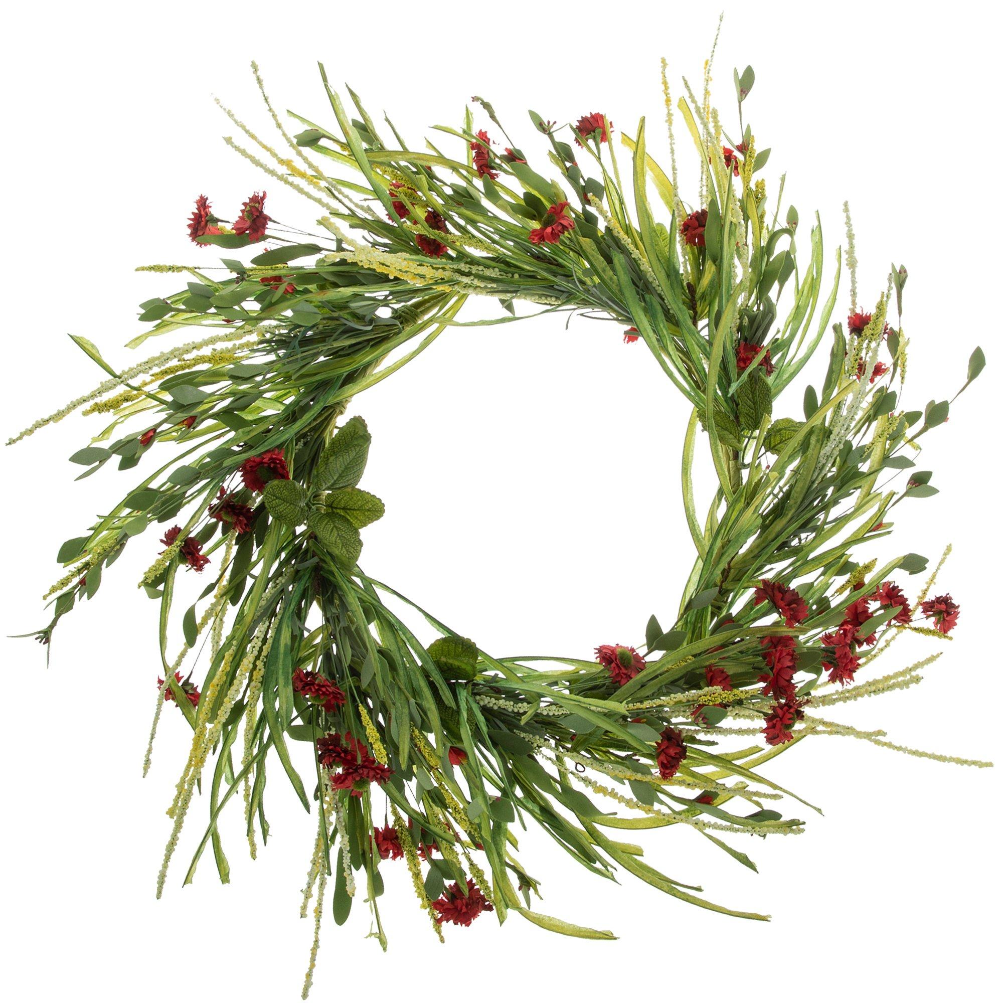 Red Wild Daisy & Yellow Berry Wreath Hobby Lobby 944520