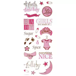 Baby Girl, 74 scrapbook stickers on 3 sheets, 4x7, Recollections #668510
