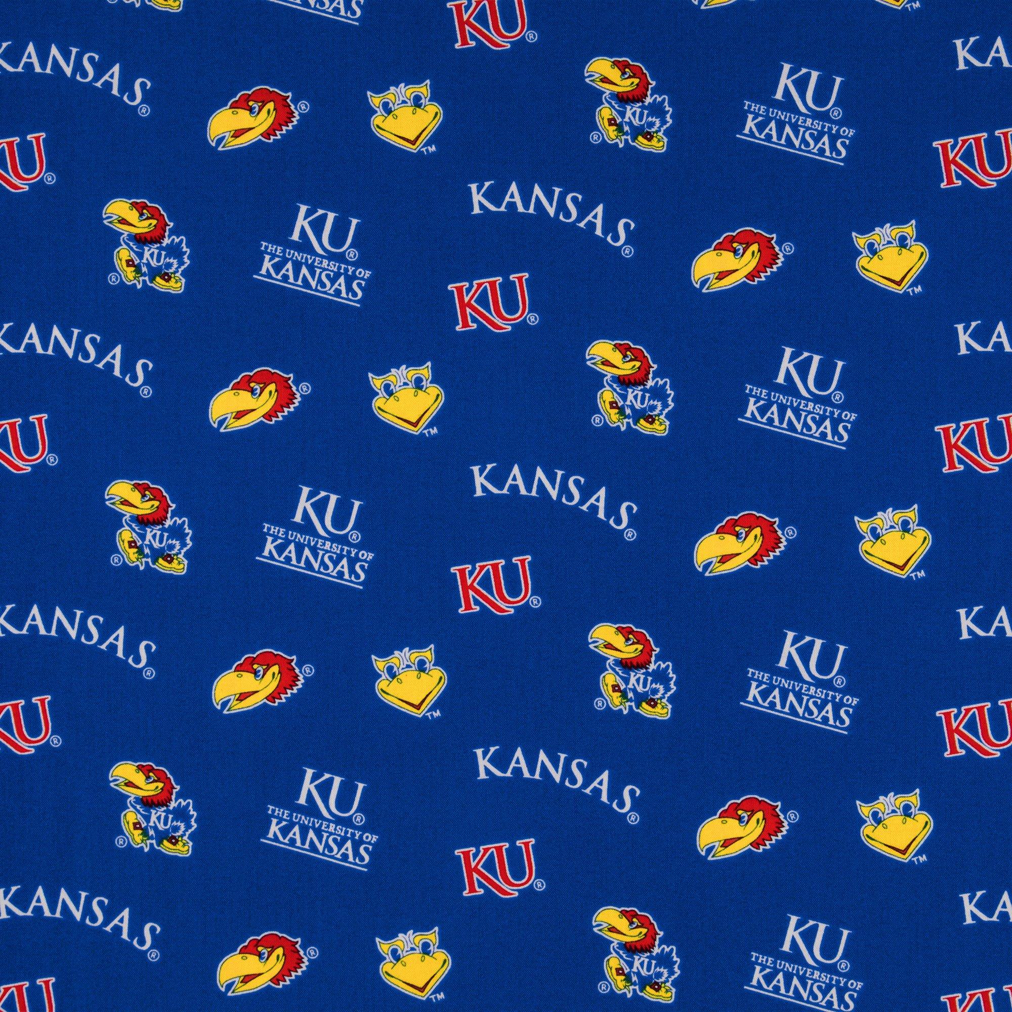 NCAA Kansas Jayhawks Cotton Fabric, per Yard