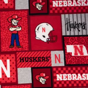 Nebraska Block Collegiate Fleece Fabric
