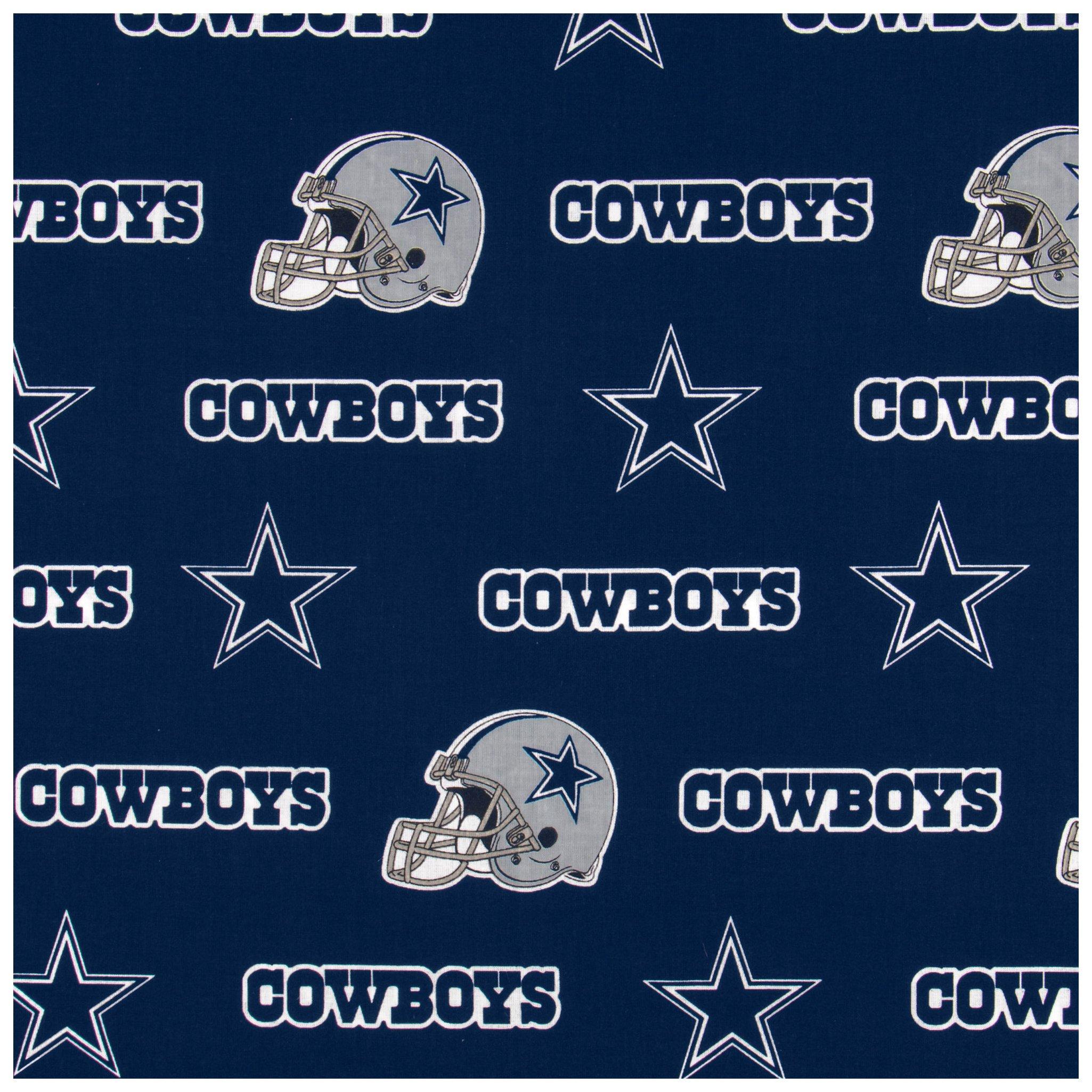 NFL Cotton Broadcloth Dallas Cowboys Patchwork Blue/White Fabric