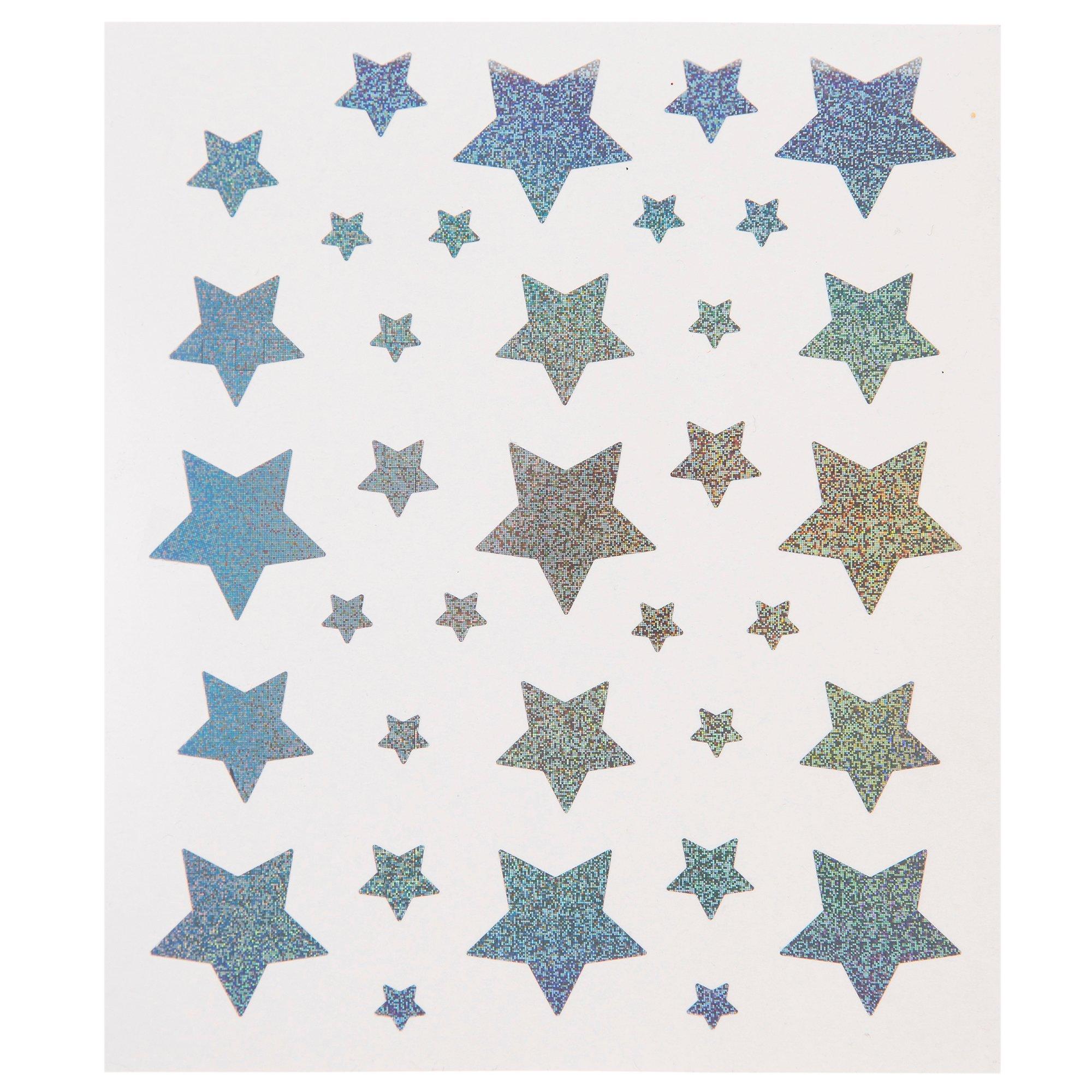 thumbnail image 2 of Silver Self-Adhesive Stars - Peel Off Stickers Sheet For Cards, Embellishments & Crafts 2 of 6