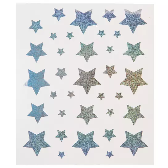 Silver Holographic Star Stickers, Hobby Lobby