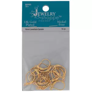18K Gold Plated Leverback Ear Wires - 16mm