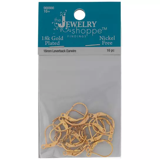 18K Gold Plated Leverback Ear Wires - 16mm | Hobby Lobby | 966986