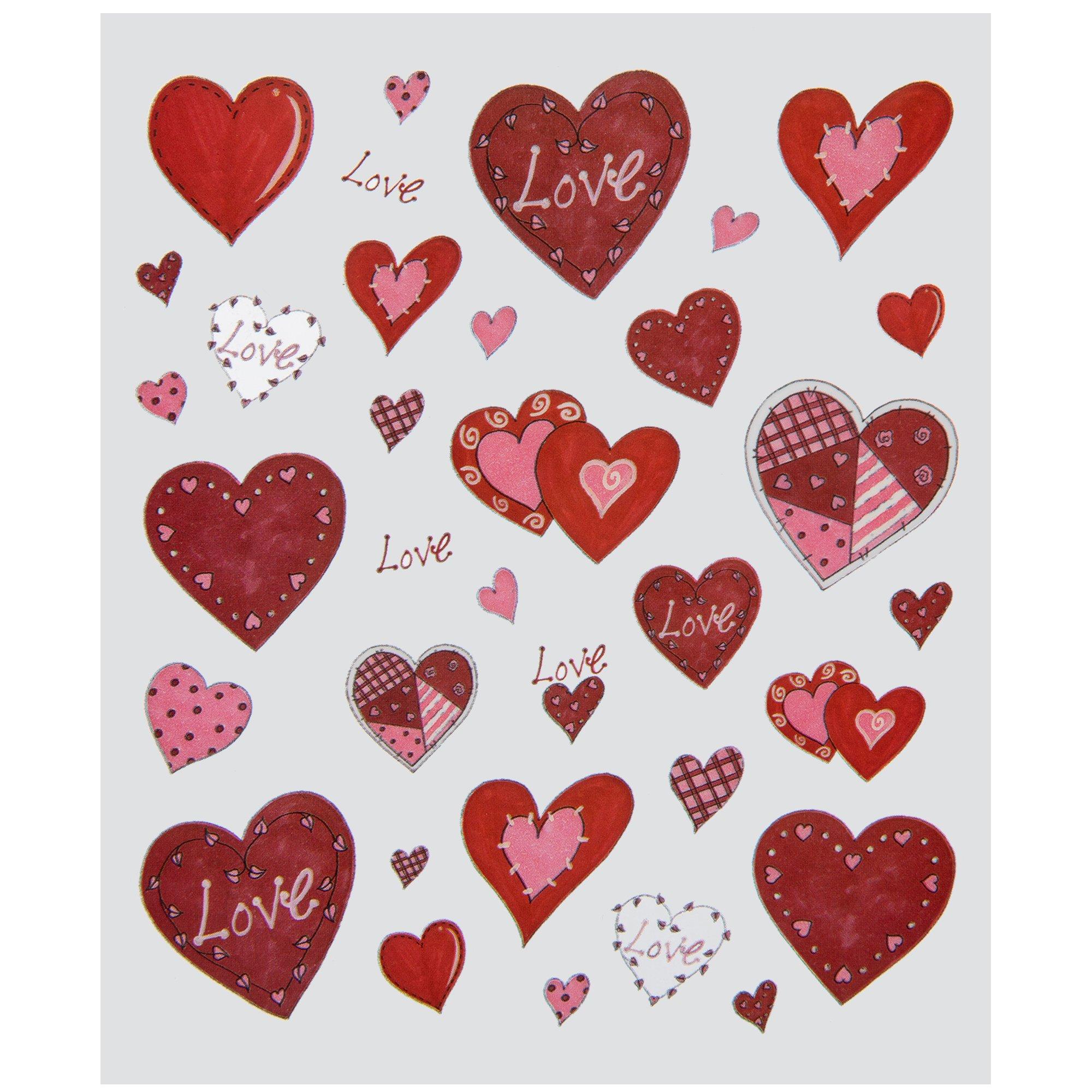 NEW SET OF 40 HEART STICKERS~~ APPROX. 1-1/4 X 1-1/2 (VARIOUS