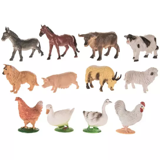 Set of 12 Resin Farm Animal Figurines