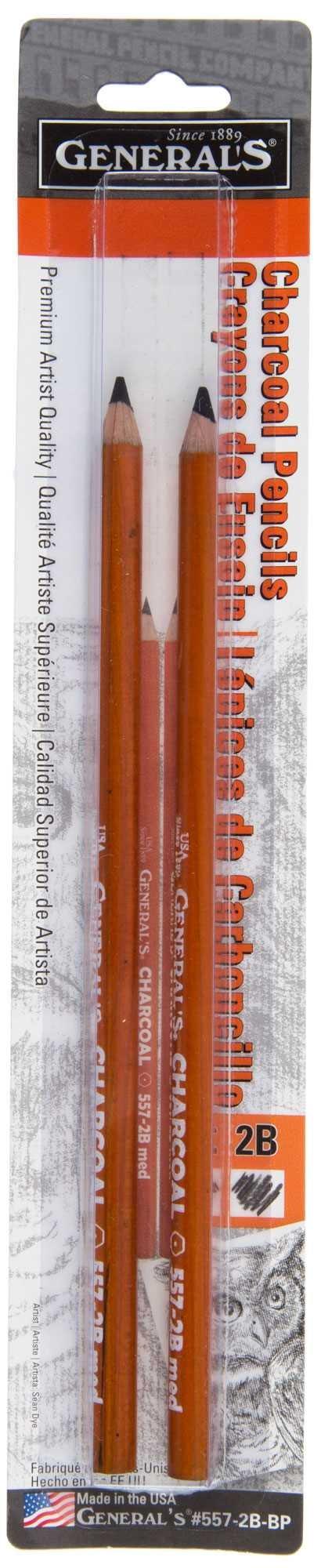 HB General's Charcoal Pencils - 2 Piece Set
