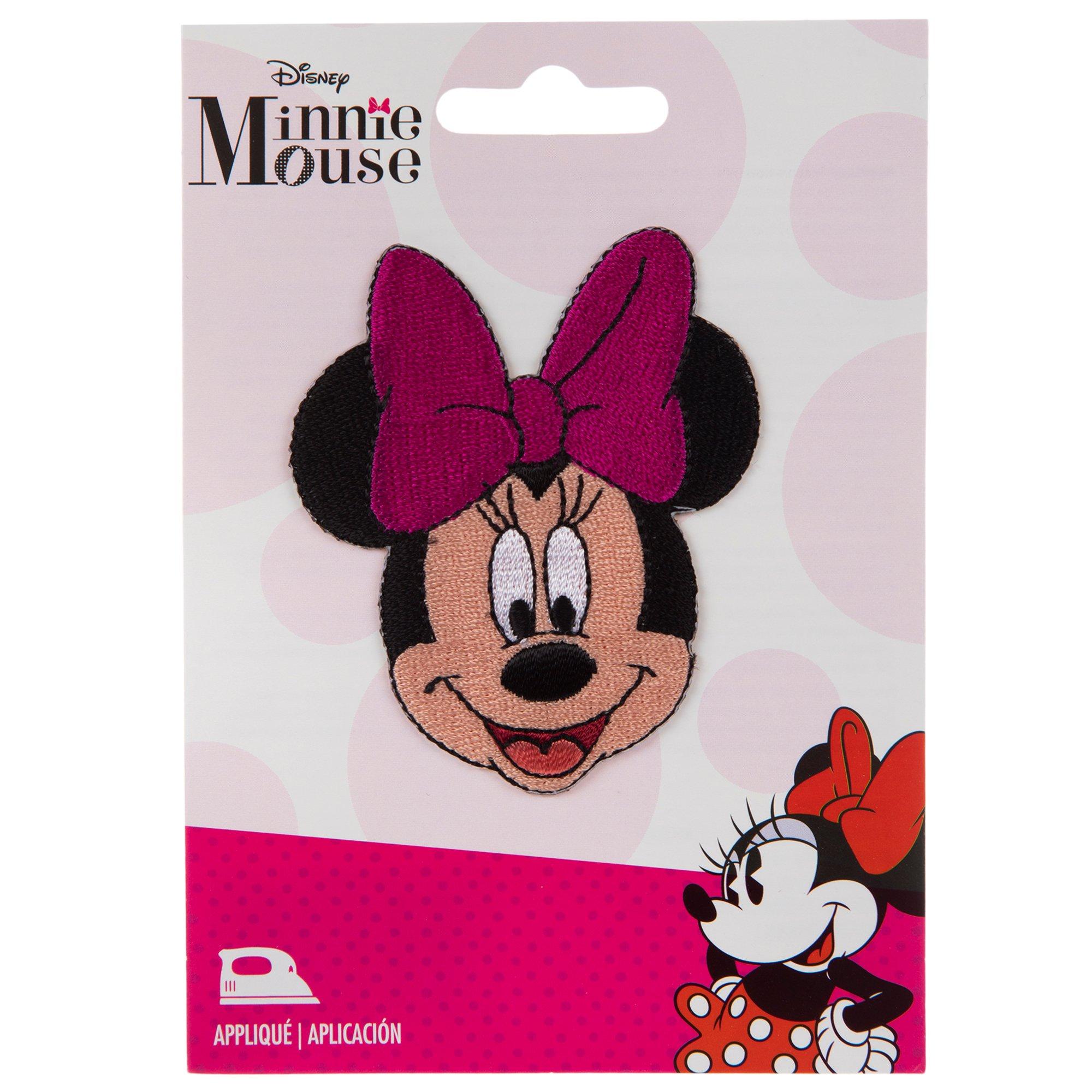 Minnie Mouse - Disney - Pink & White Bow - Embroidered Iron On Applique  Patch