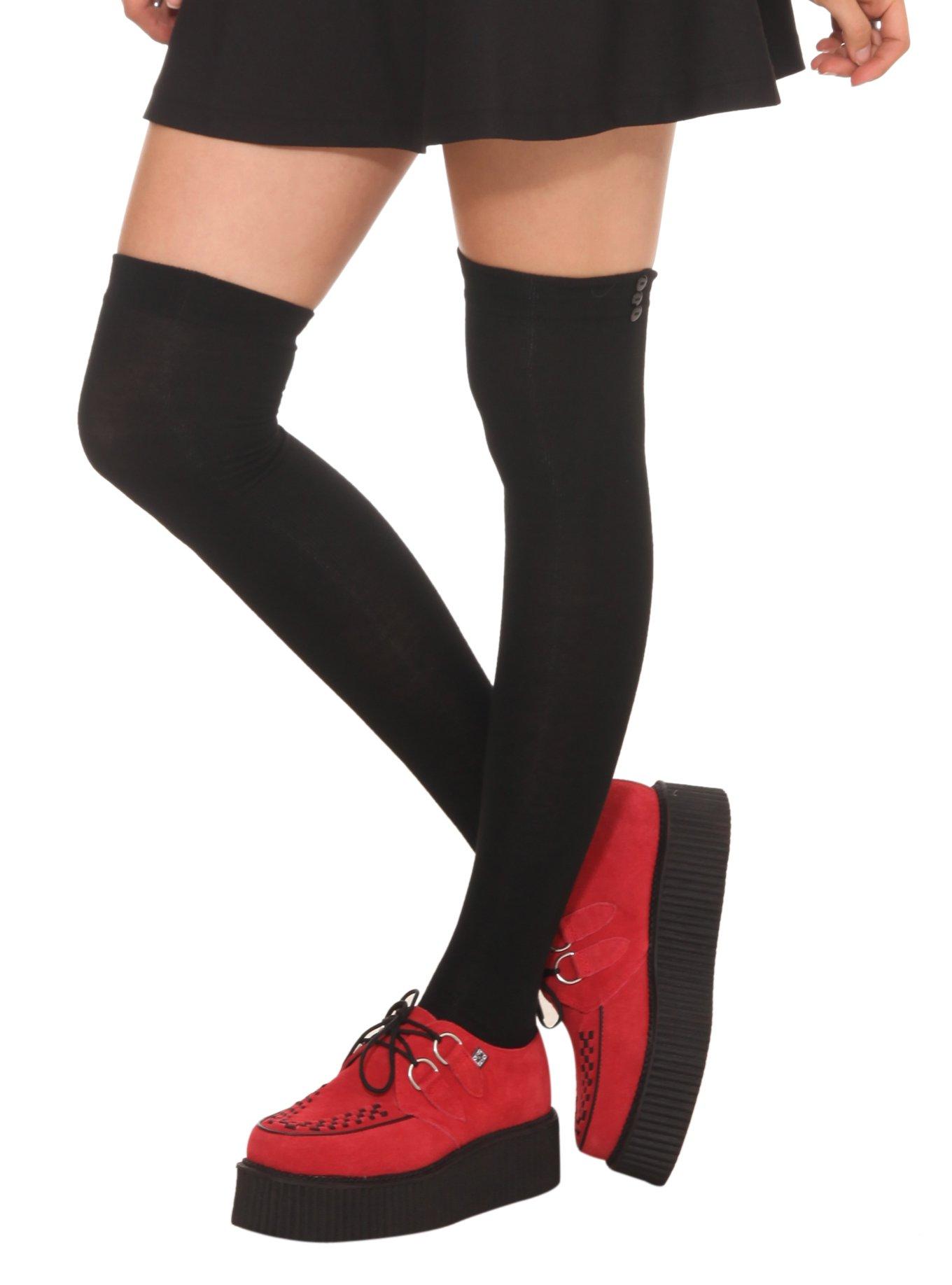 LOVEsick Black Over-The-Knee Socks, , hi-res