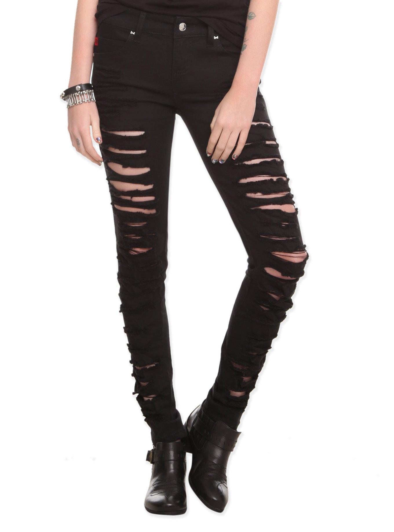 Royal Bones By Tripp Destroyed Black Skinny Pants, BLACK, hi-res