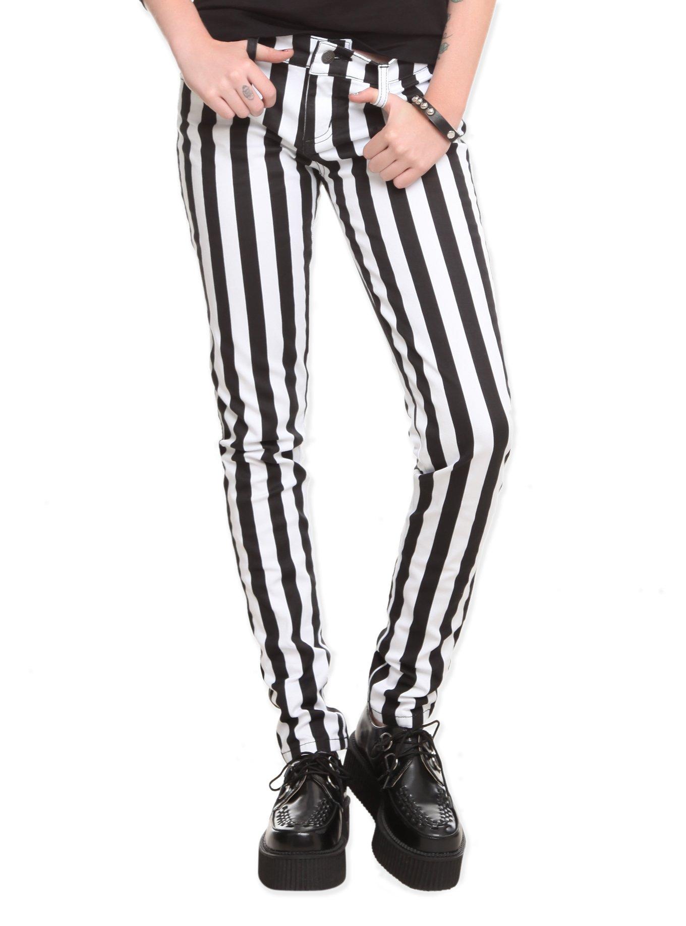 Women's Black/ White Vertical Striped Pants Black With White Pinstripe  Pants Striped Pants Woman Striped Womans Pants -  Canada