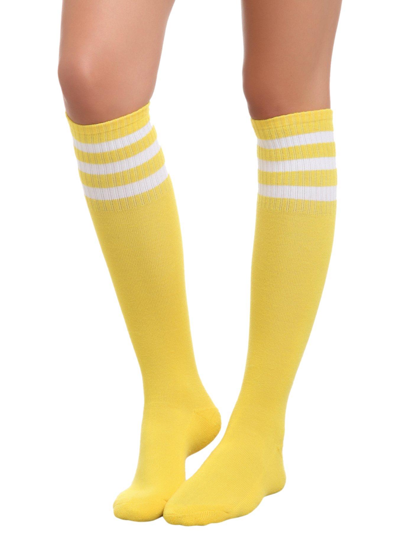 Yellow Knee-High Crew Socks, , hi-res