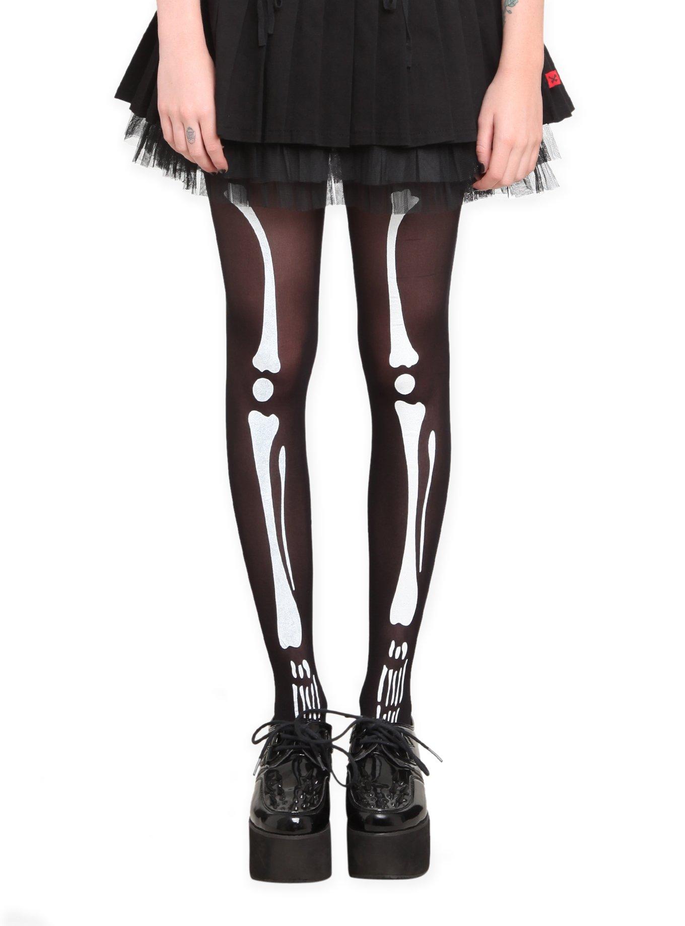 Skeleton Tights, BLACK, hi-res