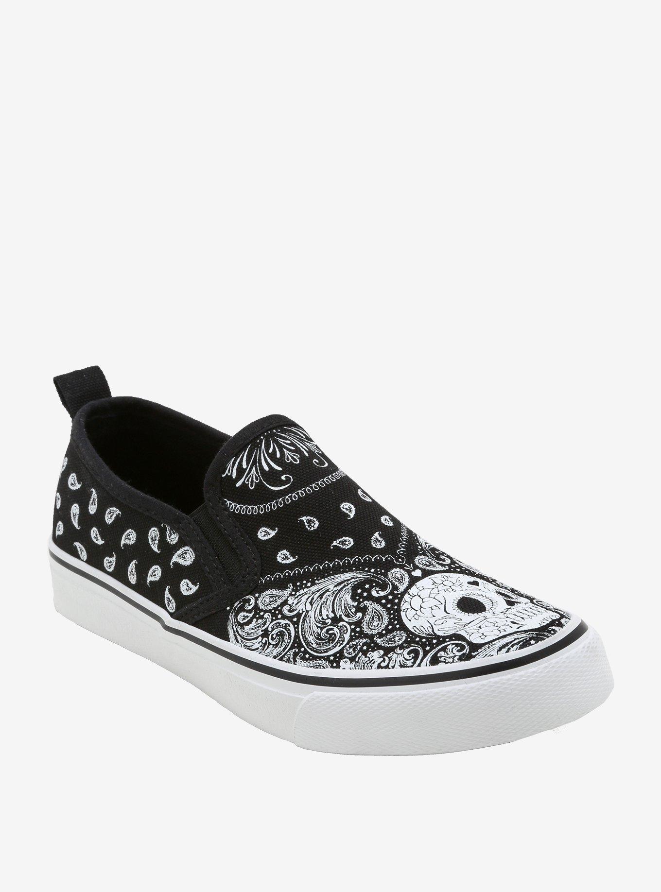 Paisley Skull Slip-Ons | Hot Topic