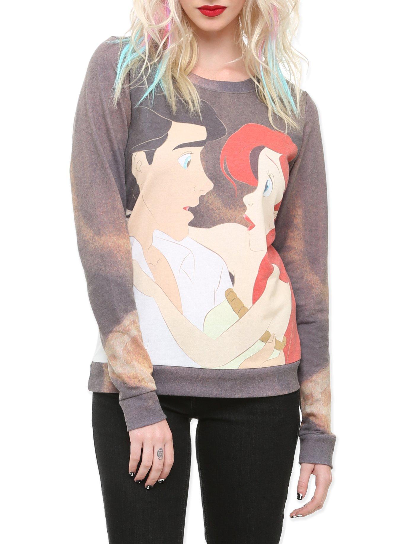 Disney The Little Mermaid Ariel & Eric Crew Pullover, BLACK, hi-res