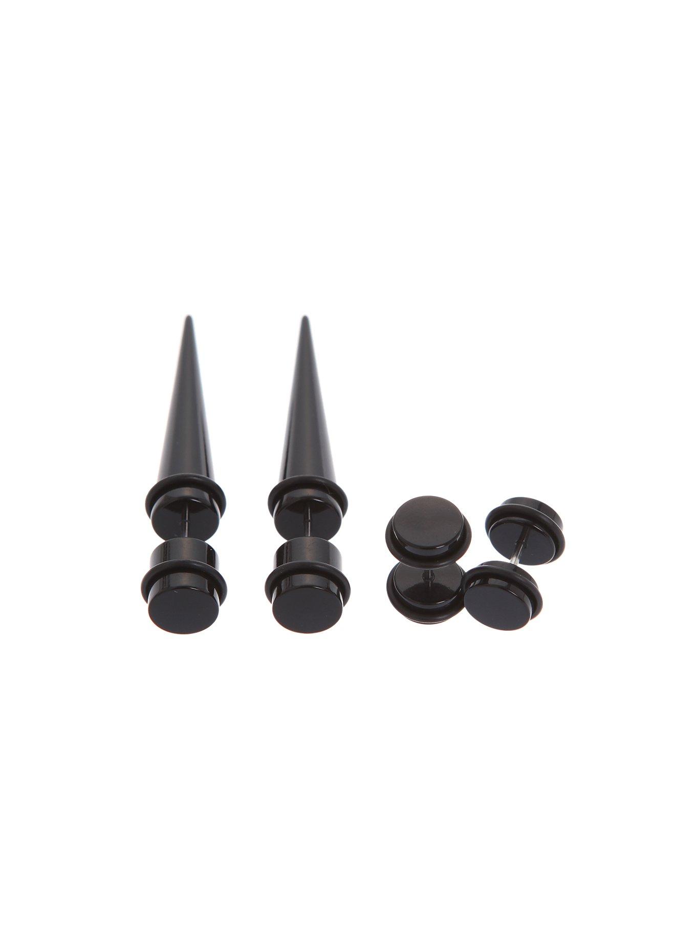 Black Faux Taper And Plug 4 Pack | Hot Topic