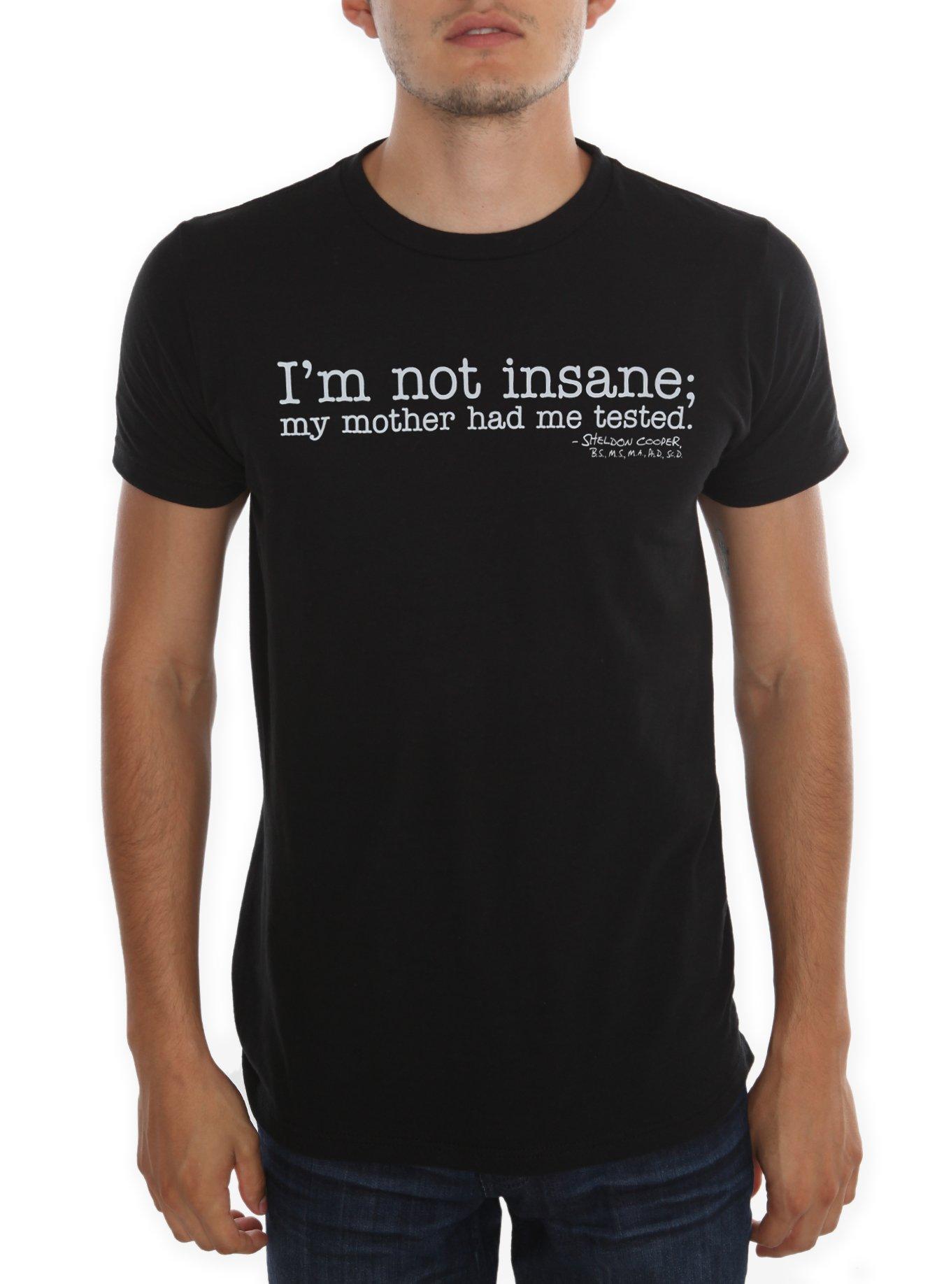 The Big Bang Theory I'm Not Insane T-Shirt, BLACK, hi-res