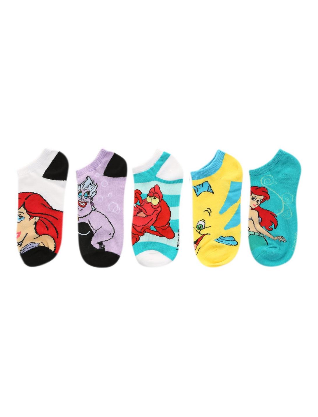 Disney The Little Mermaid Characters No-Show Socks 5 Pair, , hi-res