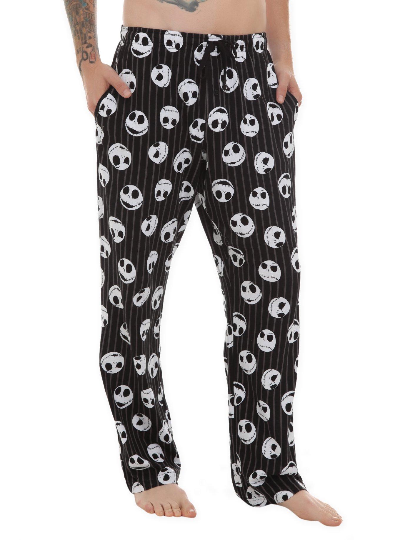 The Nightmare Before Christmas Jack Striped Men's Pajama Pants, BLACK, hi-res