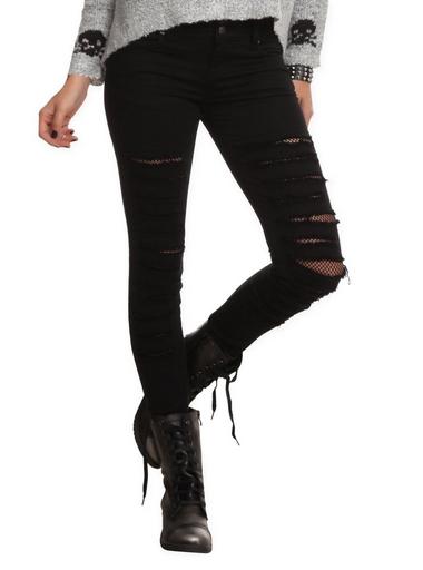 Royal Bones By Tripp Black Fishnet Skinny Jeans Hot Topic