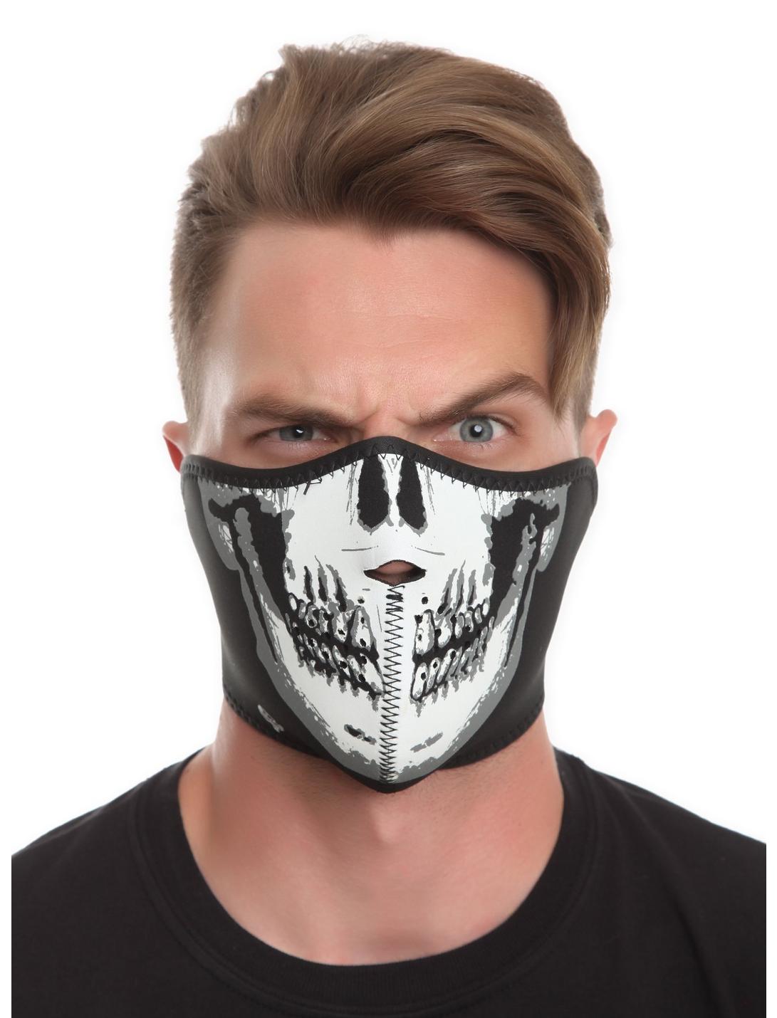 Skull Glow-In-The-Dark Neoprene Half Face Mask, , hi-res