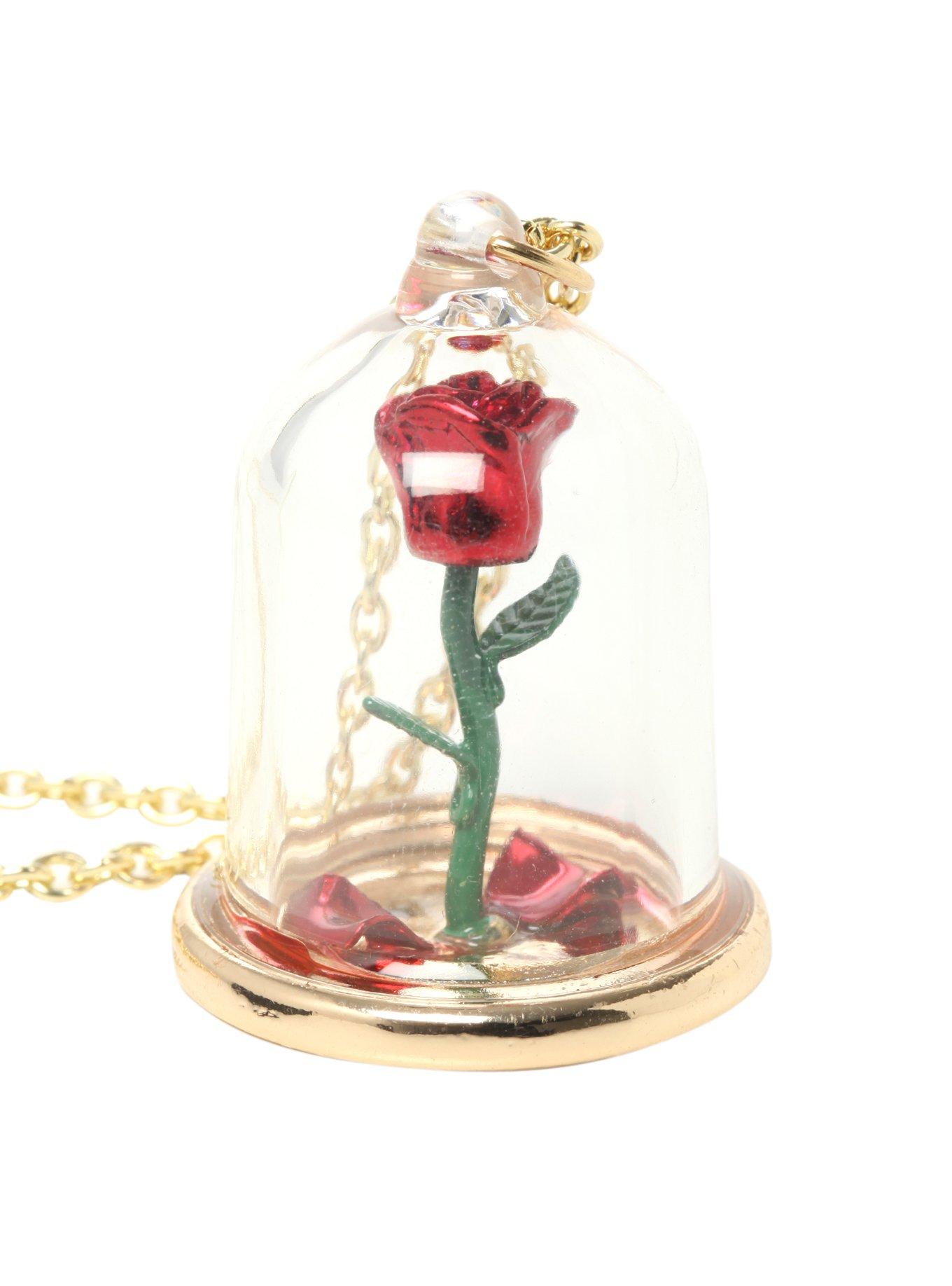 Disney Beauty And The Beast Rose Glass Pendant Hot Topic