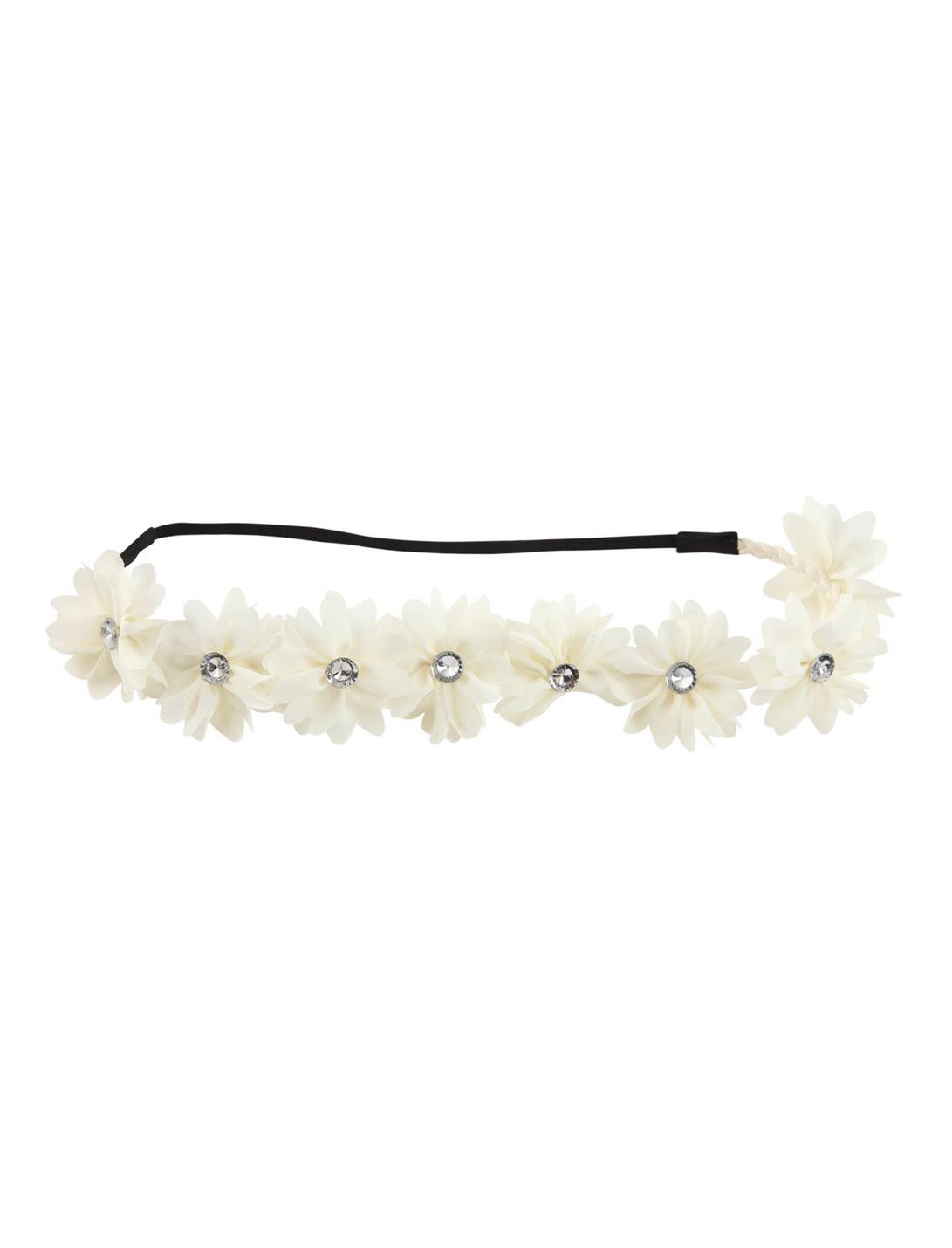 Ivory Tone Flower Stretchy Headband, , hi-res