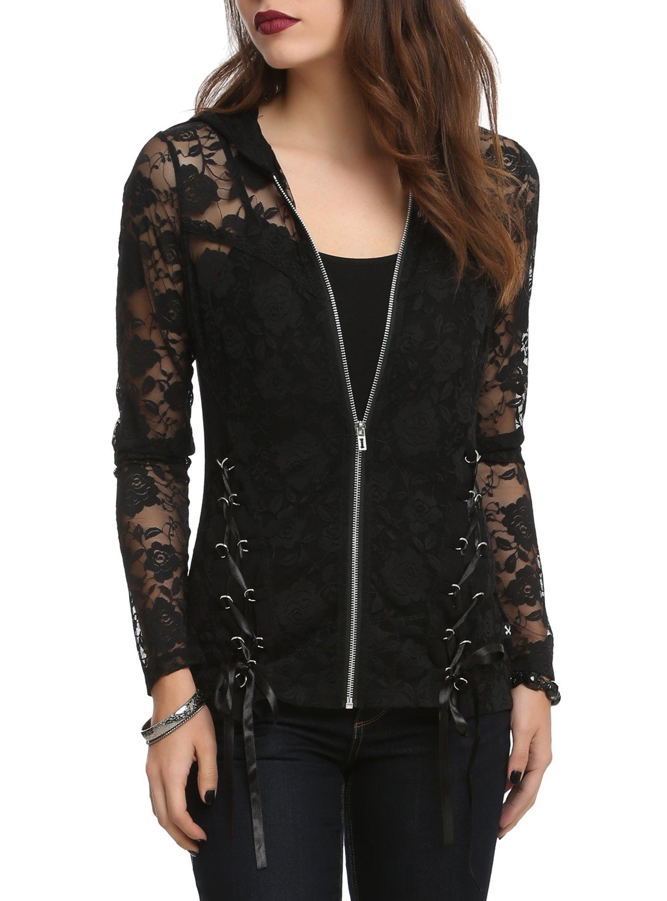 Black shop lace hoodie