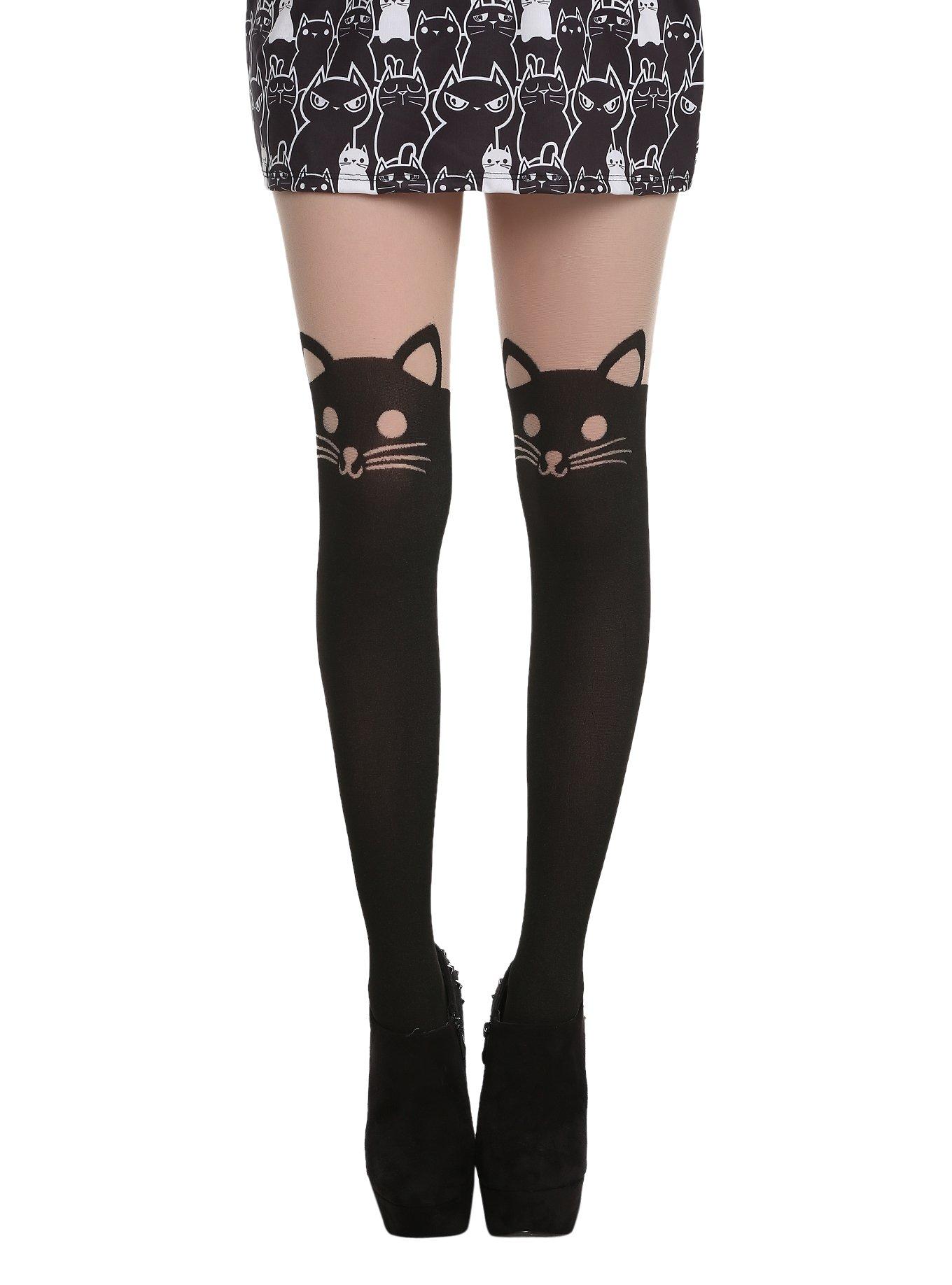LOVEsick Cat Faux Thigh High Tights, , hi-res