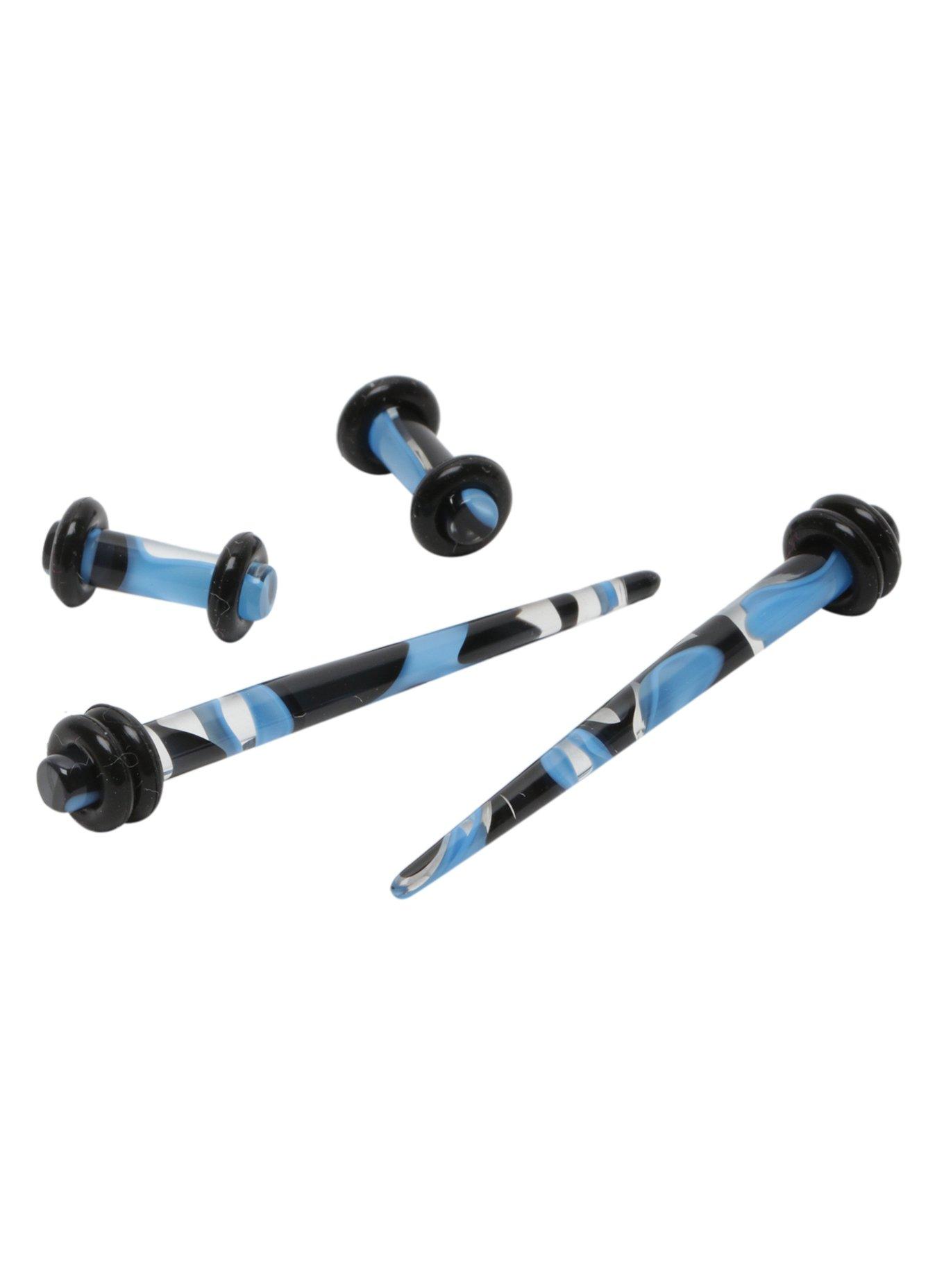 Acrylic Black And Light Blue Lava Micro Taper And Plug 4 Pack, BLACK, hi-res
